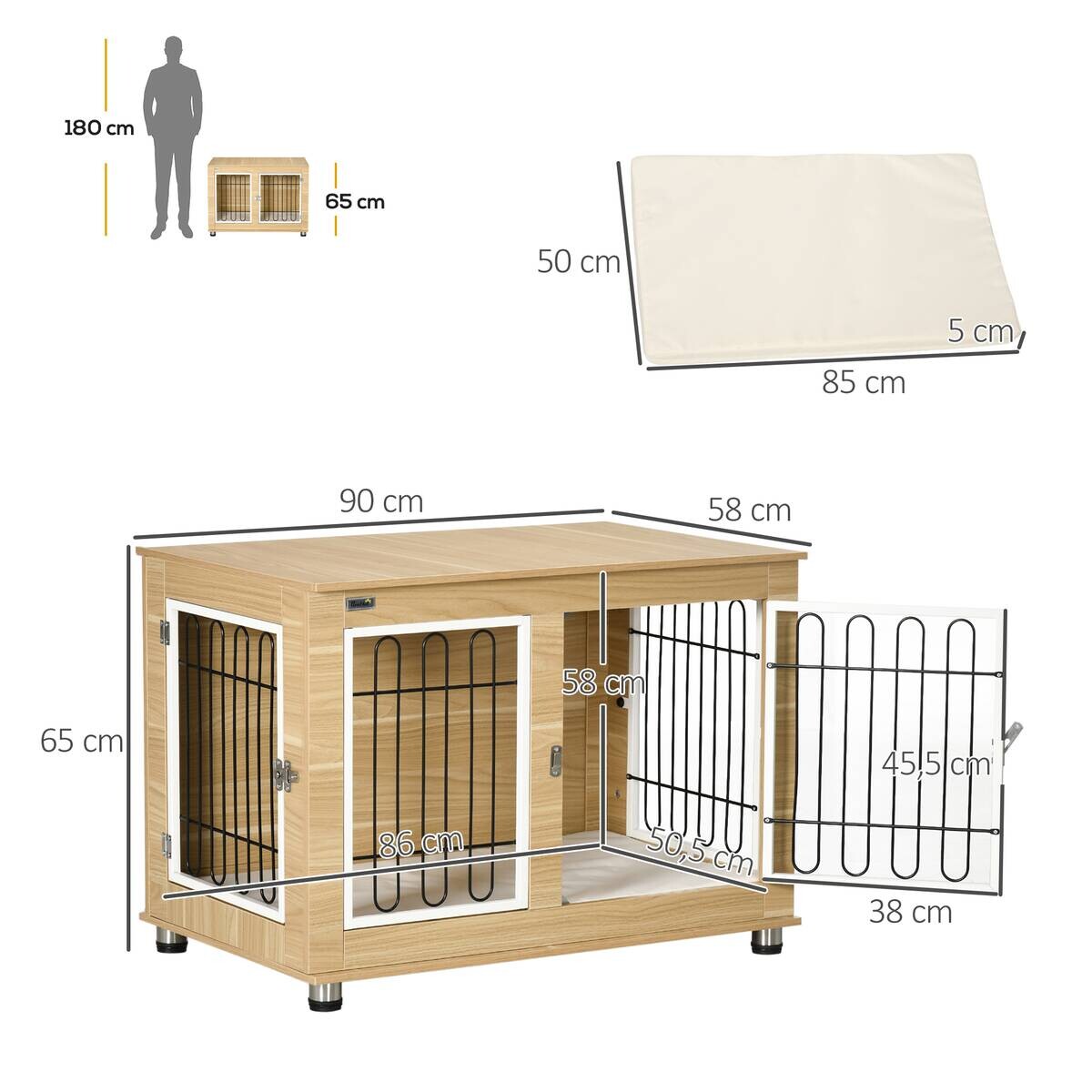 PawHut Hunde-Zubehör Eiche Polypropylen B/H/L: ca. 58x90x65 cm