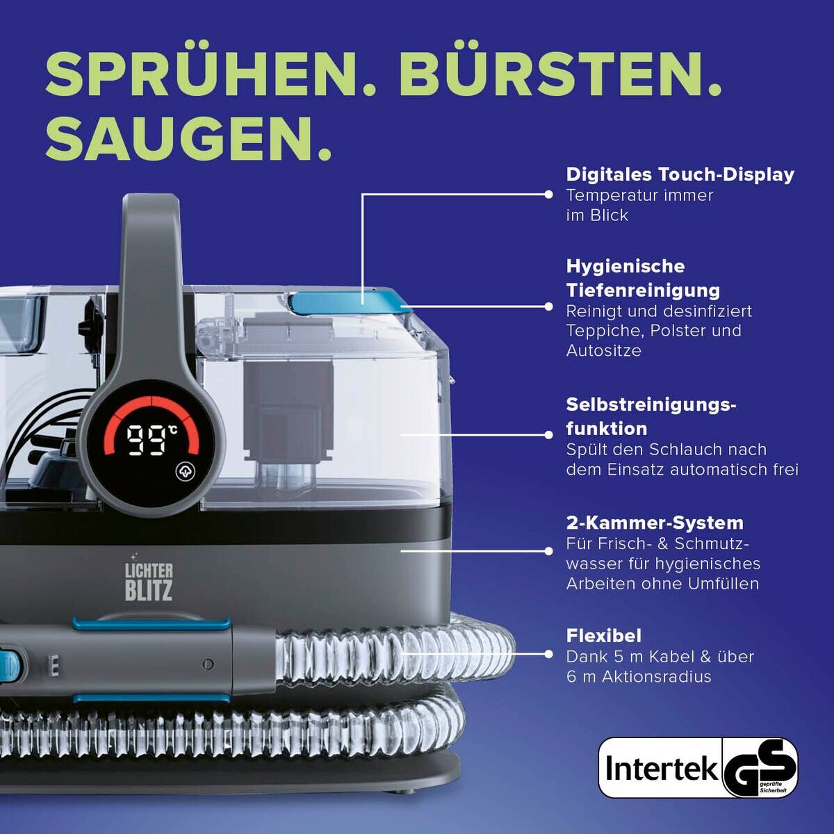 Lichterblitz Staubsauger 19121 blau grau Kunststoff B/H/L: ca. 24,5x37x40,5 cm