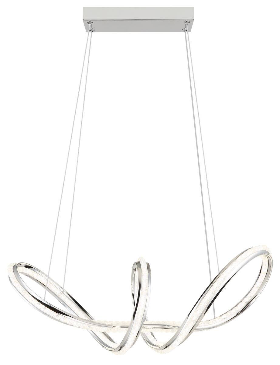 GLOBO LED-Hängeleuchte Chrom klar Metall Kunststoff B/H/L: ca. 28x120x60 cm 1.0 Brennstellen