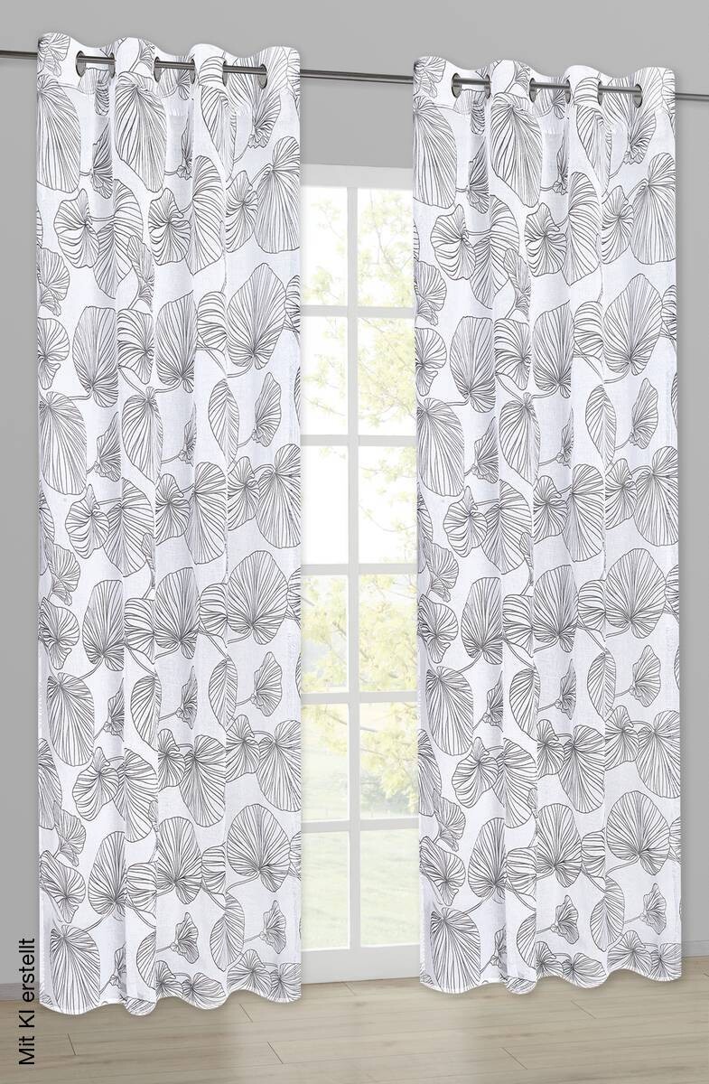 Happy Home Ösenvorhang Blätter schwarz B/L: ca. 145x245 cm