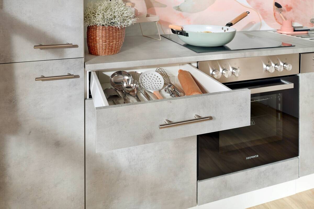 Respekta Winkelküche Malia Beton Optik B/H/T: ca. 280x200x172 cm