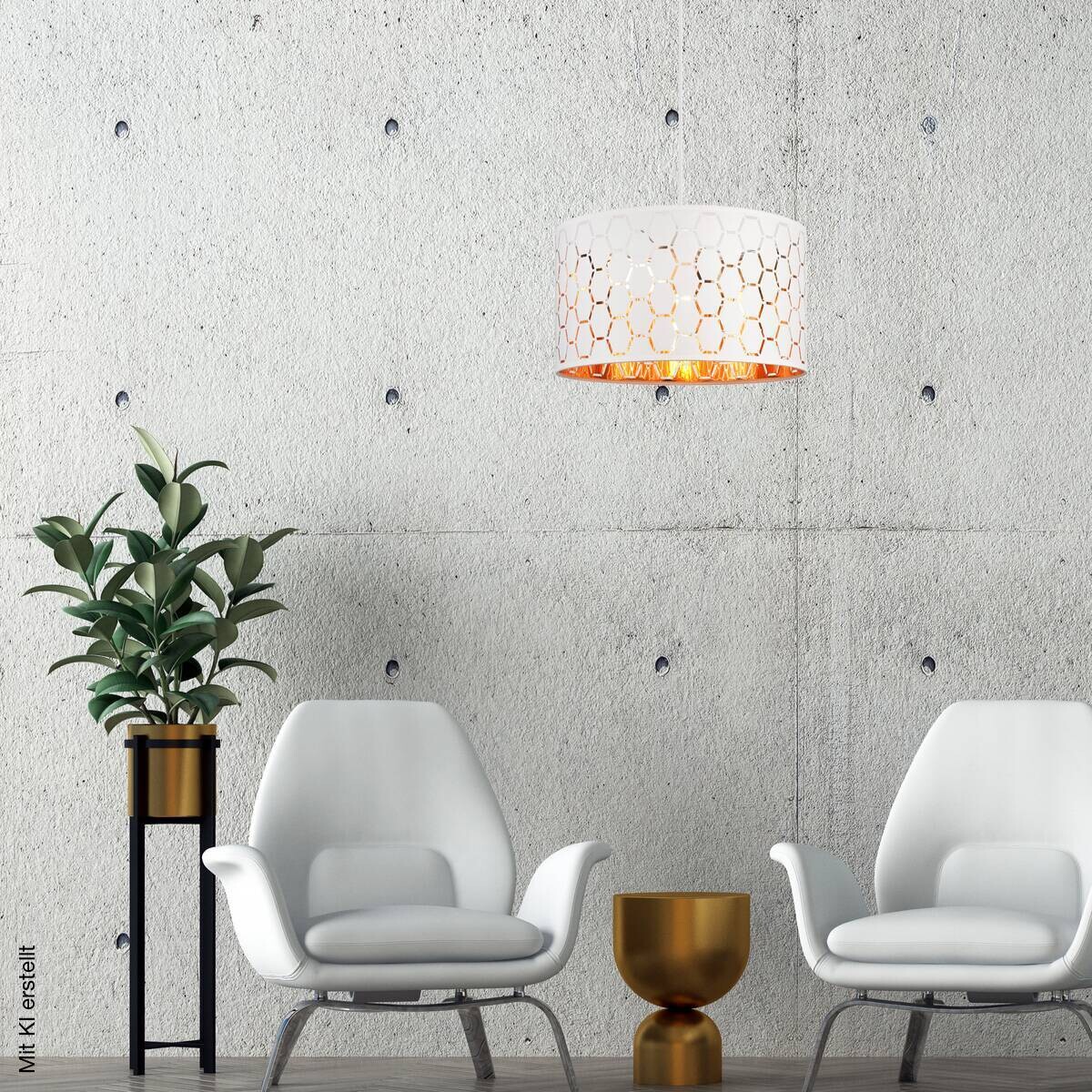 Lamkur Pendelleuchte weiß Holz B/H/L: ca. 37x23x37 cm E27 1 Brennstellen