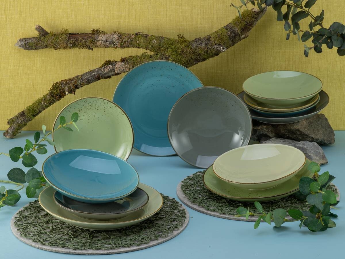 CreaTable Tafelservice NATURE COLLECTION multicolor Steinzeug 12 tlg. | Multi