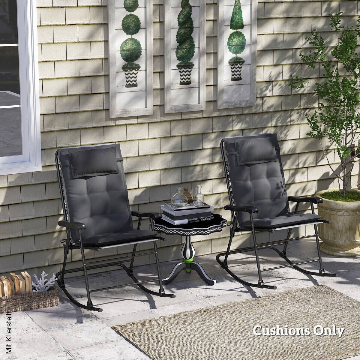 Outsunny Liegenauflage 2er Set dunkelgrau Polyester B/H/L: ca. 50x5x116 cm
