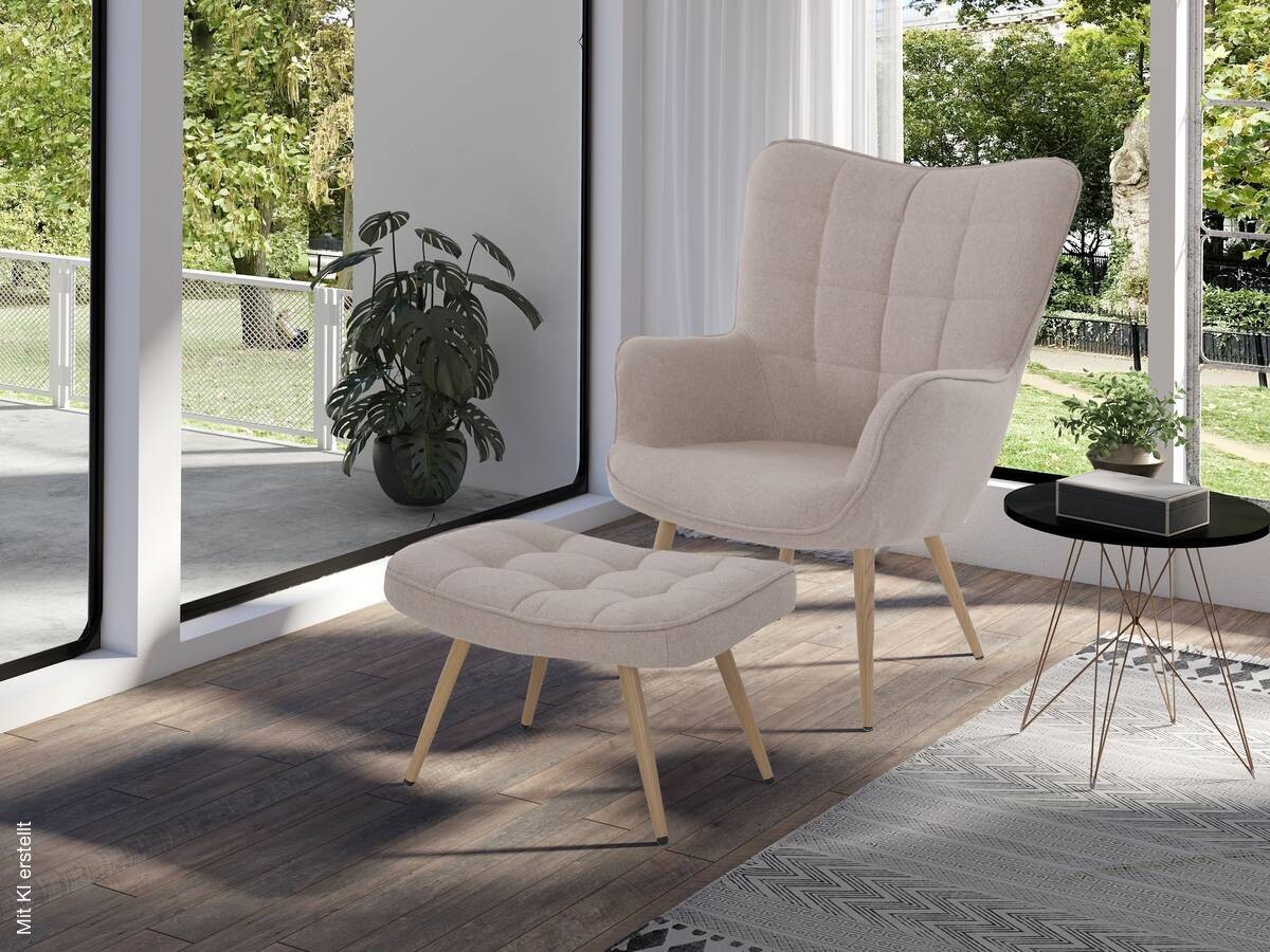 byLIVING Sessel UTA sand natur Stoff Metall B/H/T: ca. 72x97x80 cm