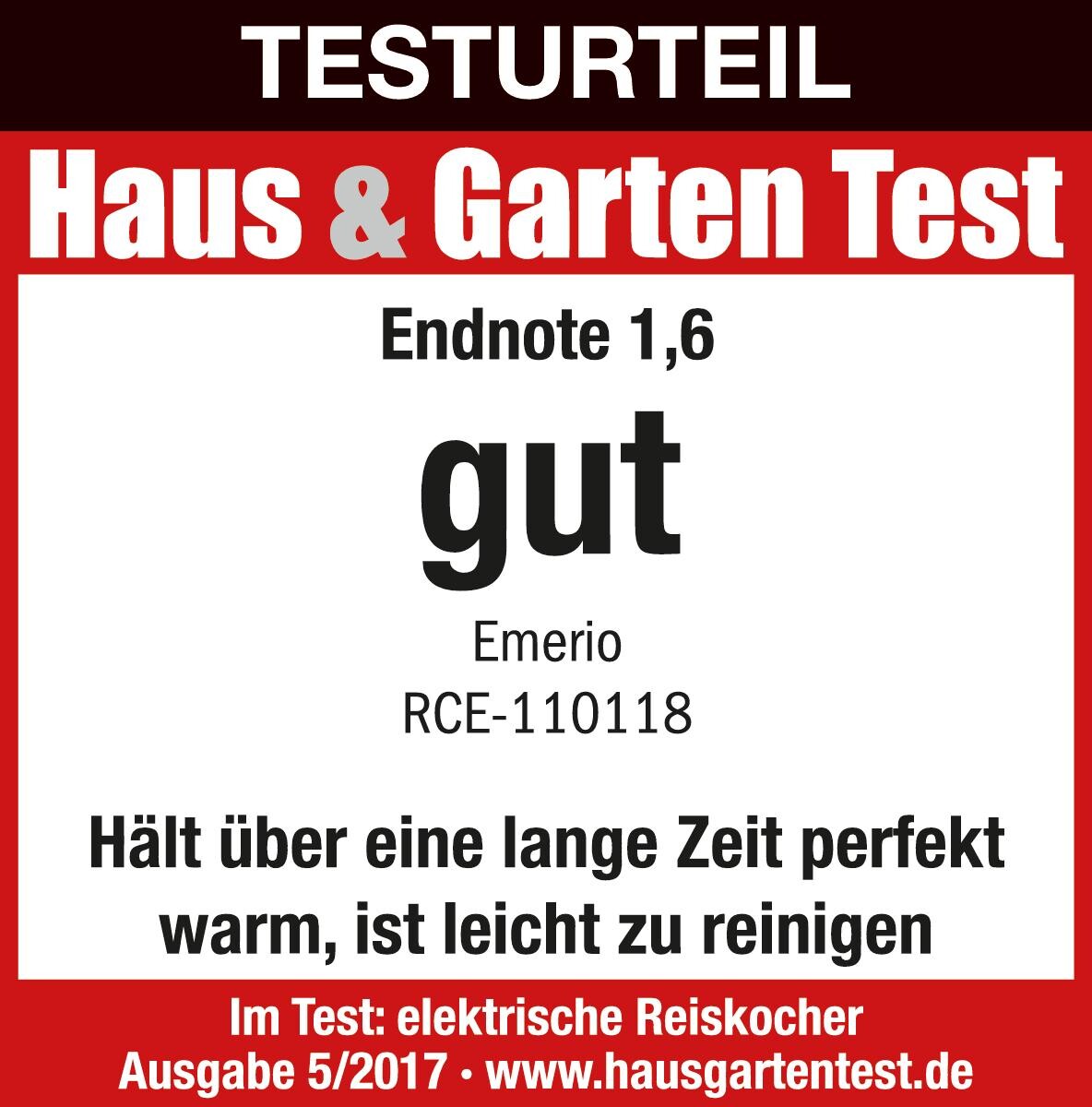 Emerio Edelstahl-Reiskocher RCE-110118 silber schwarz Edelstahl B/H: ca. 26x25 cm