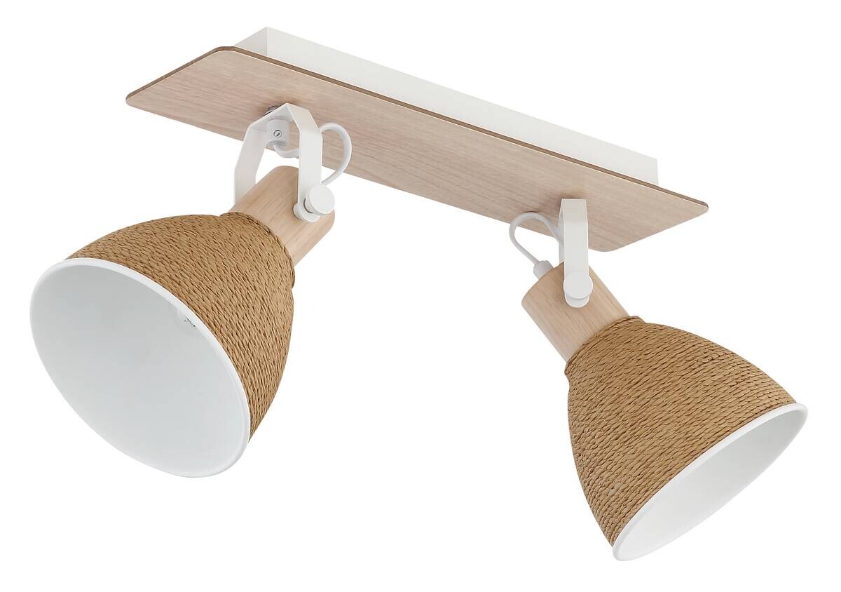 GLOBO Spot braun weiß Metall Holz B/H: ca. 39x19 cm E14 2 Brennstellen