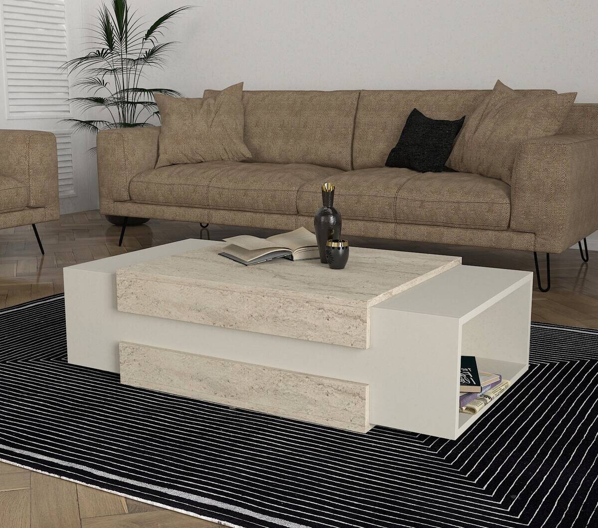 moebel17 Couchtisch Nora beige granit Spanplatte B/H/T: ca. 110x57x31 cm
