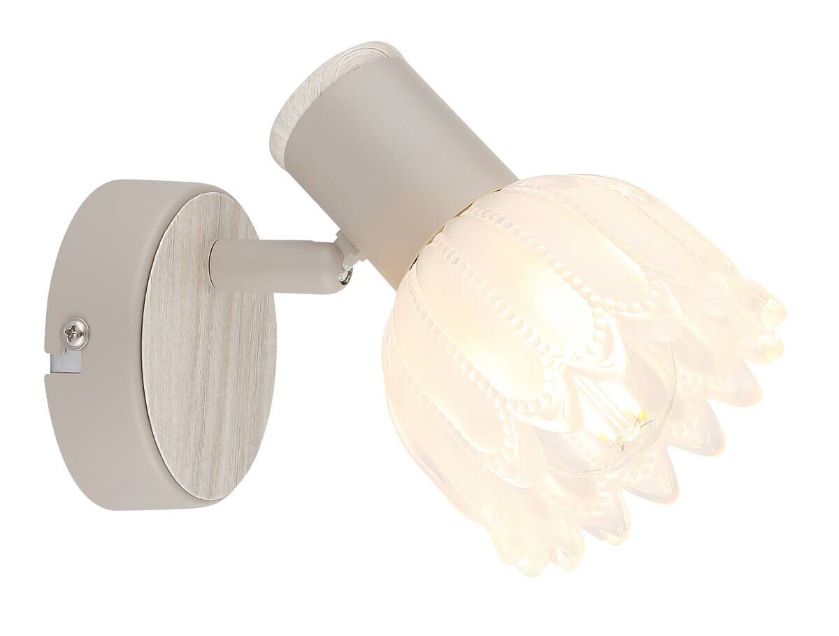 GLOBO Strahler sand Glas Metall B/H/L: ca. 10,5x11x14 cm E14 1 Brennstellen