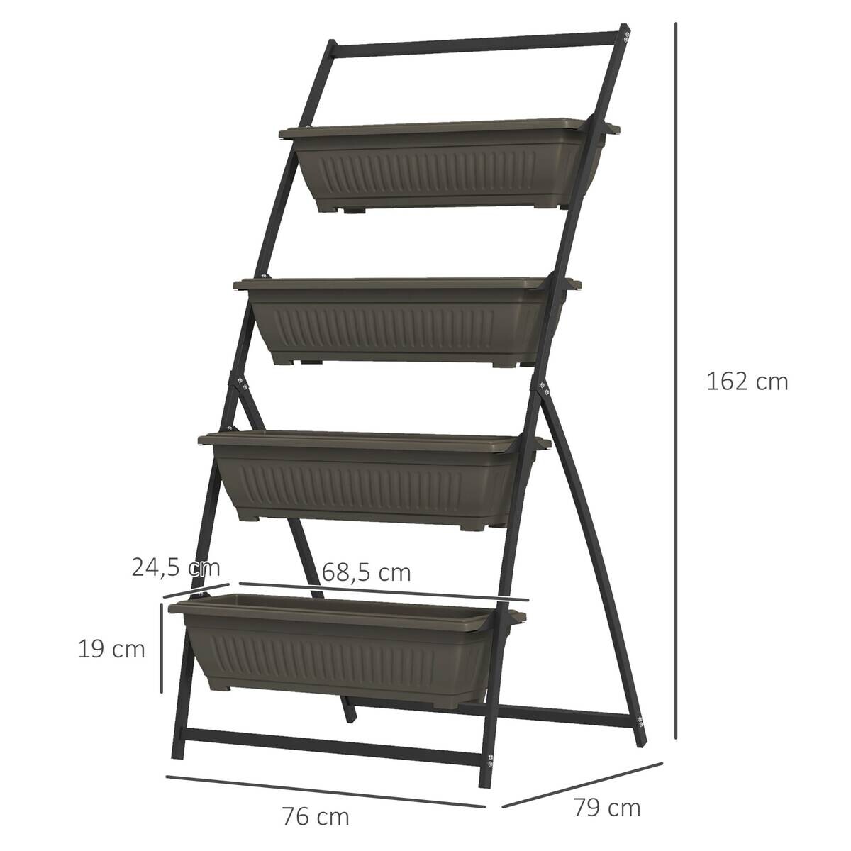Outsunny Pflanzenständer braun Edelstahl B/H/L: ca. 79x76x162 cm