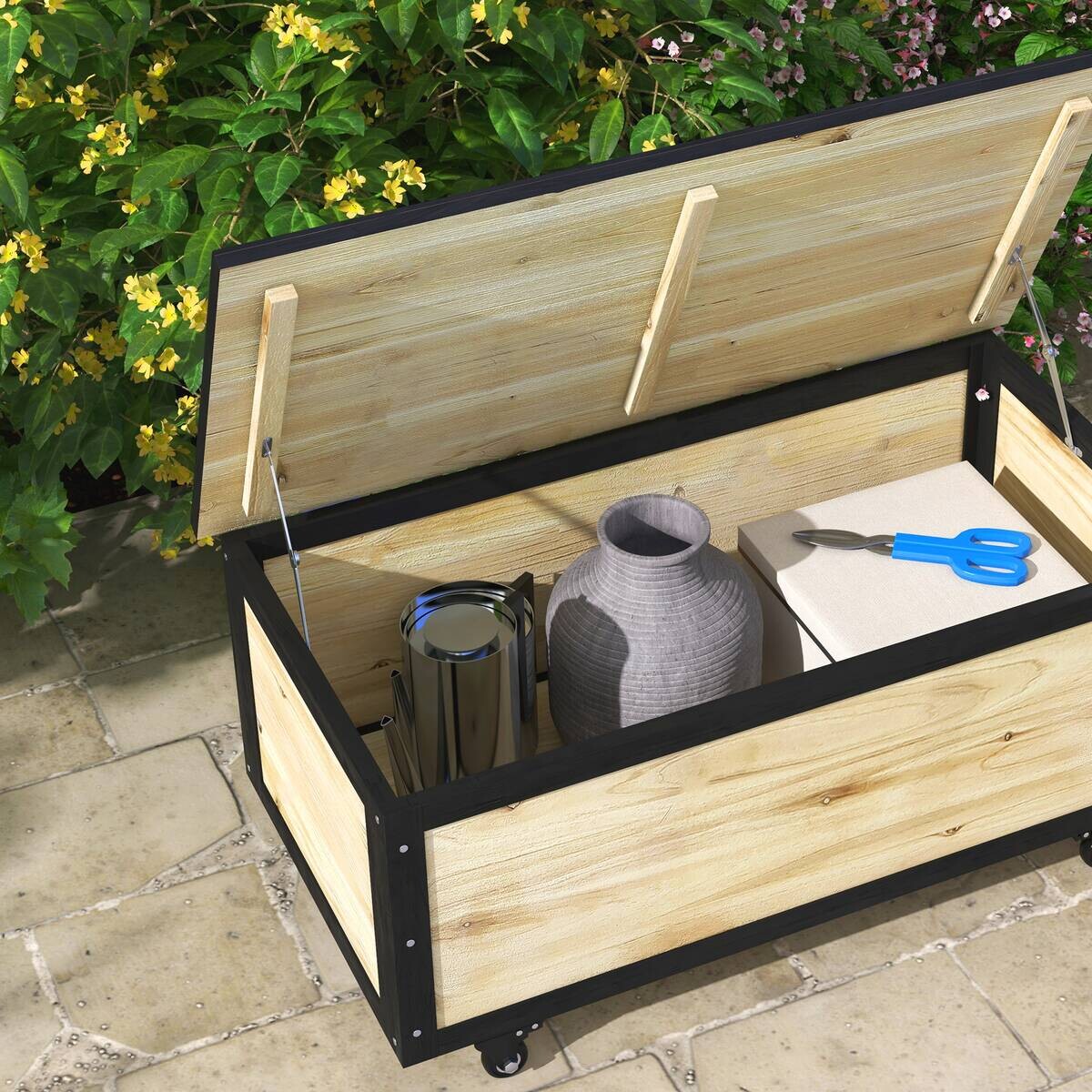 Outsunny Aufbewahrungsbox natur Polypropylen B/H/L: ca. 50x100x43 cm