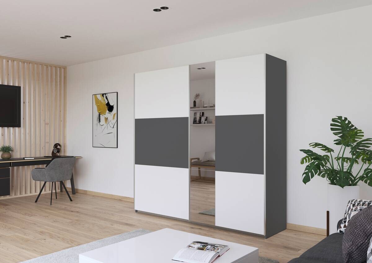 Kleiderschrank Oslo Alpinweiß grau B/H/T: ca. 218x210x59 cm