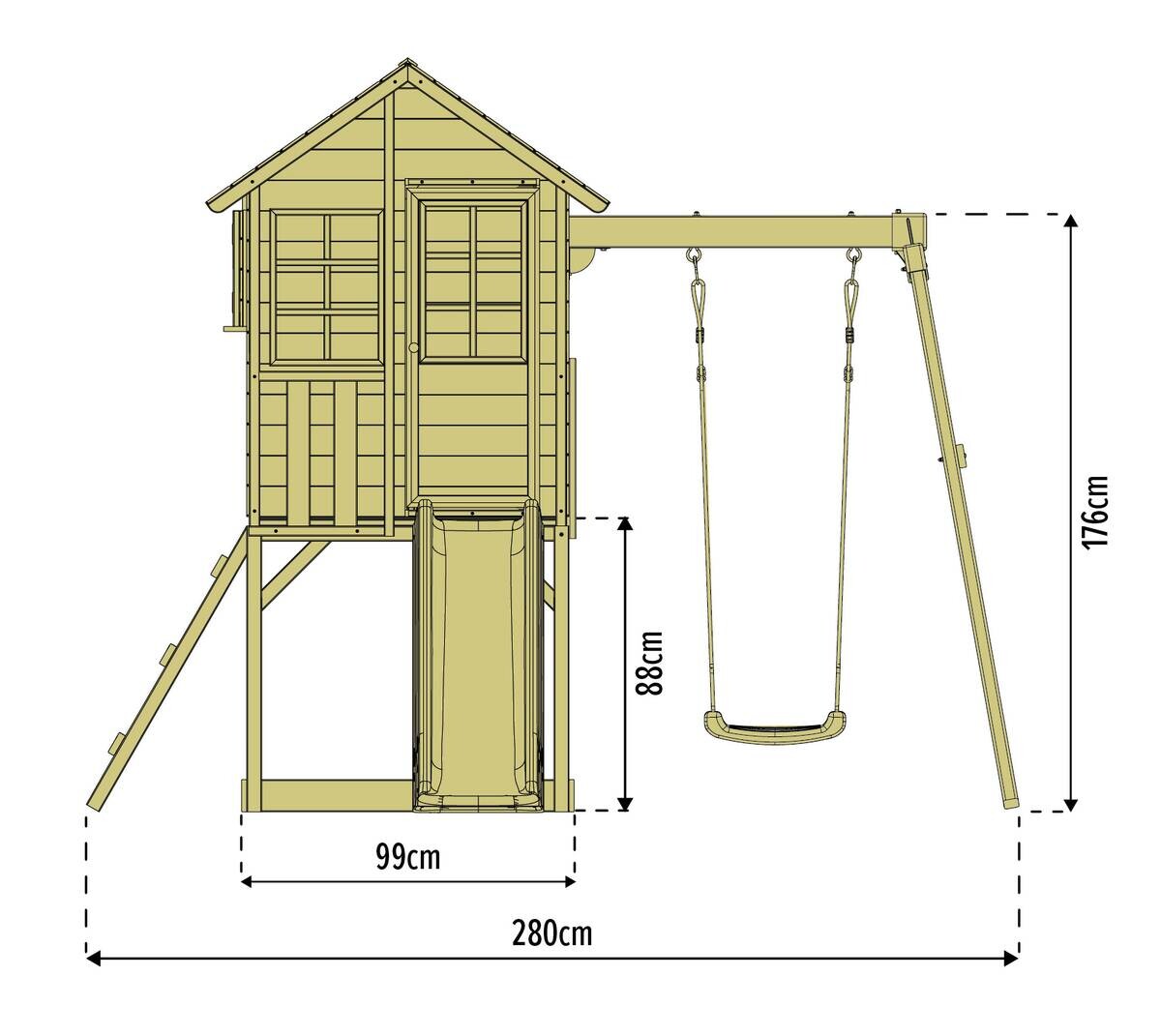 Zwerkules Spielhaus Lolla grau B/H/L: ca. 280x224x352 cm