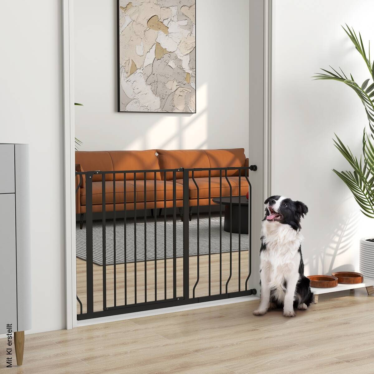 PawHut Schutzgitter schwarz Stahl B/H/L: ca. 4x76x115 cm