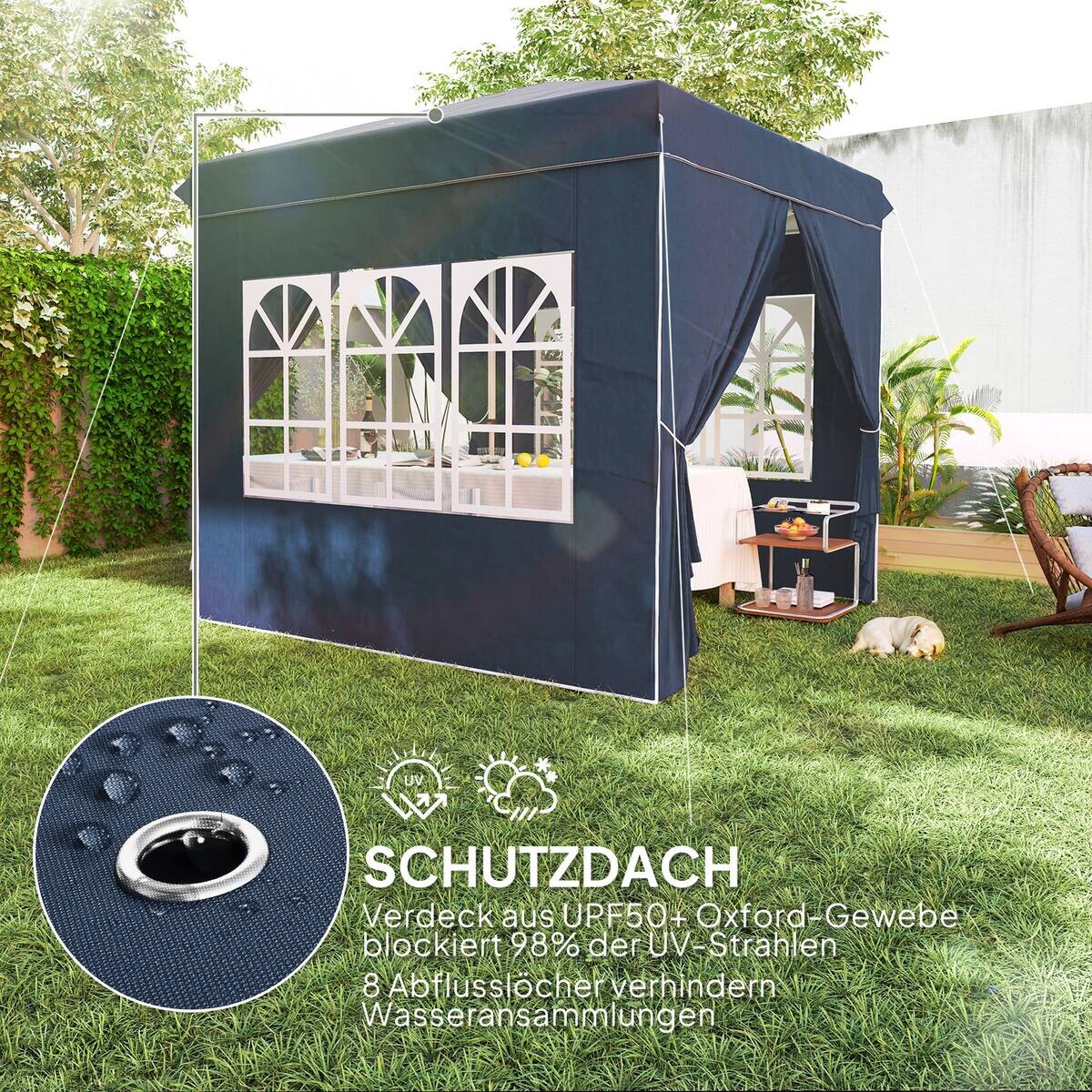 Outsunny Pavillon blau Polyester B/H/L: ca. 248x270x248 cm