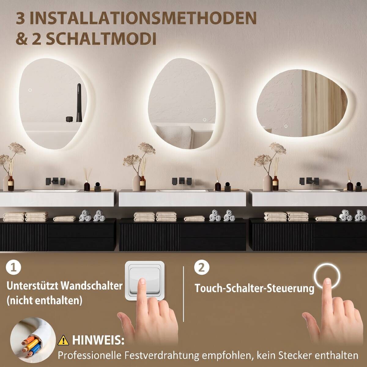 HOMCOM LED-Bad-Spiegel silber B/H/L: ca. 50x5x70 cm