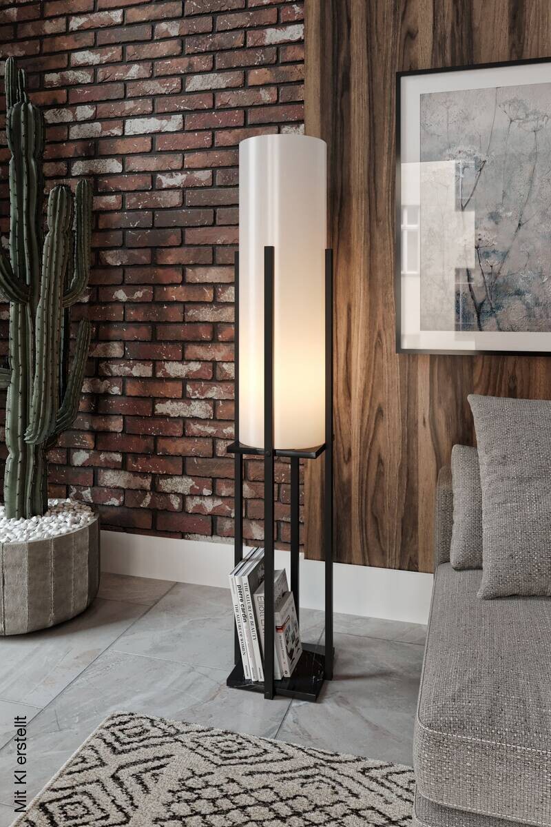 Opviq Stehlampe schwarz Spanplatte MDF B/H/T/L/D: ca. 21x160x21x21x21 cm E27 1 Brennstellen