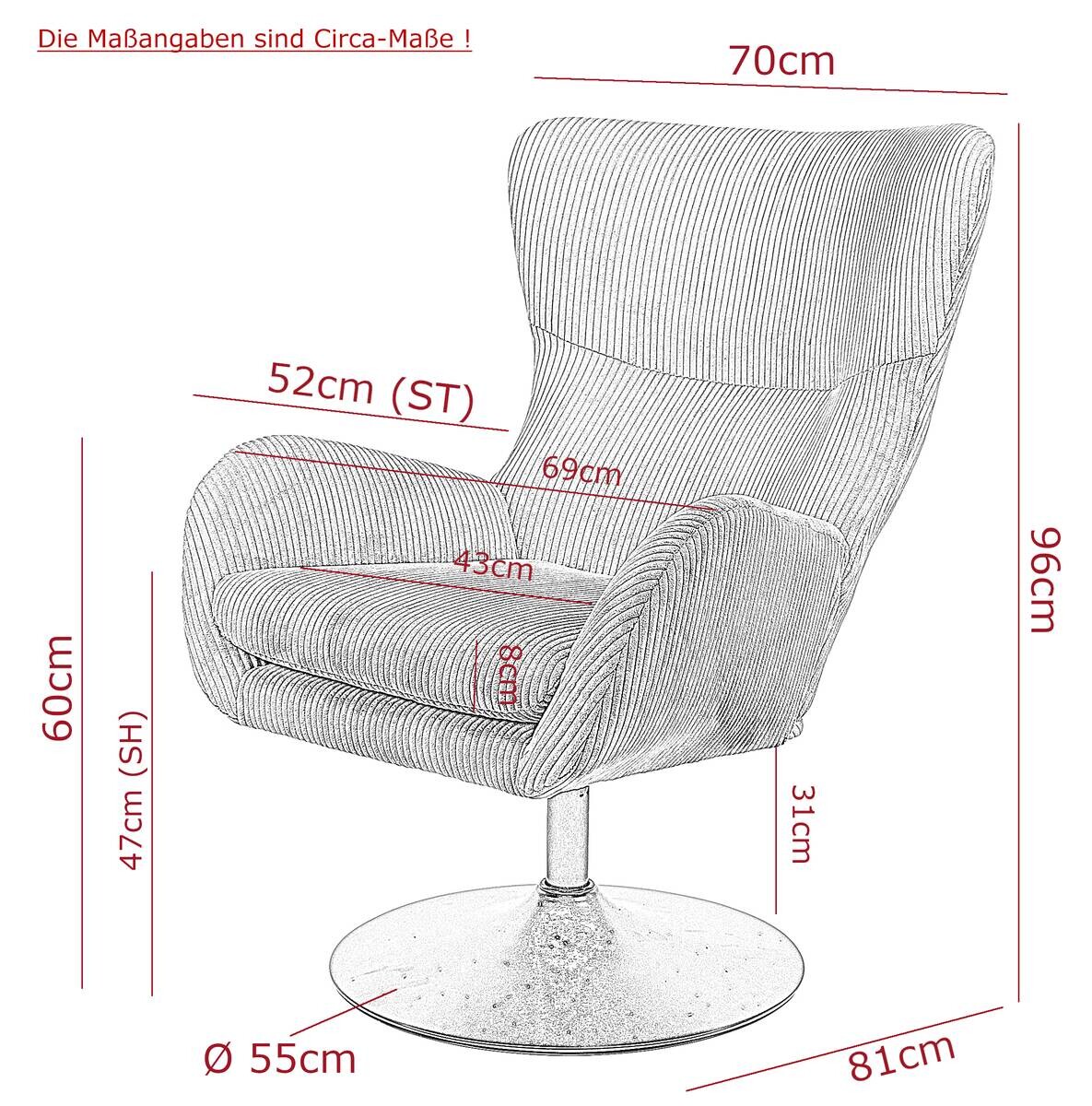 Sessel Samos grün Microfaser B/H/T: ca. 72x96x81 cm