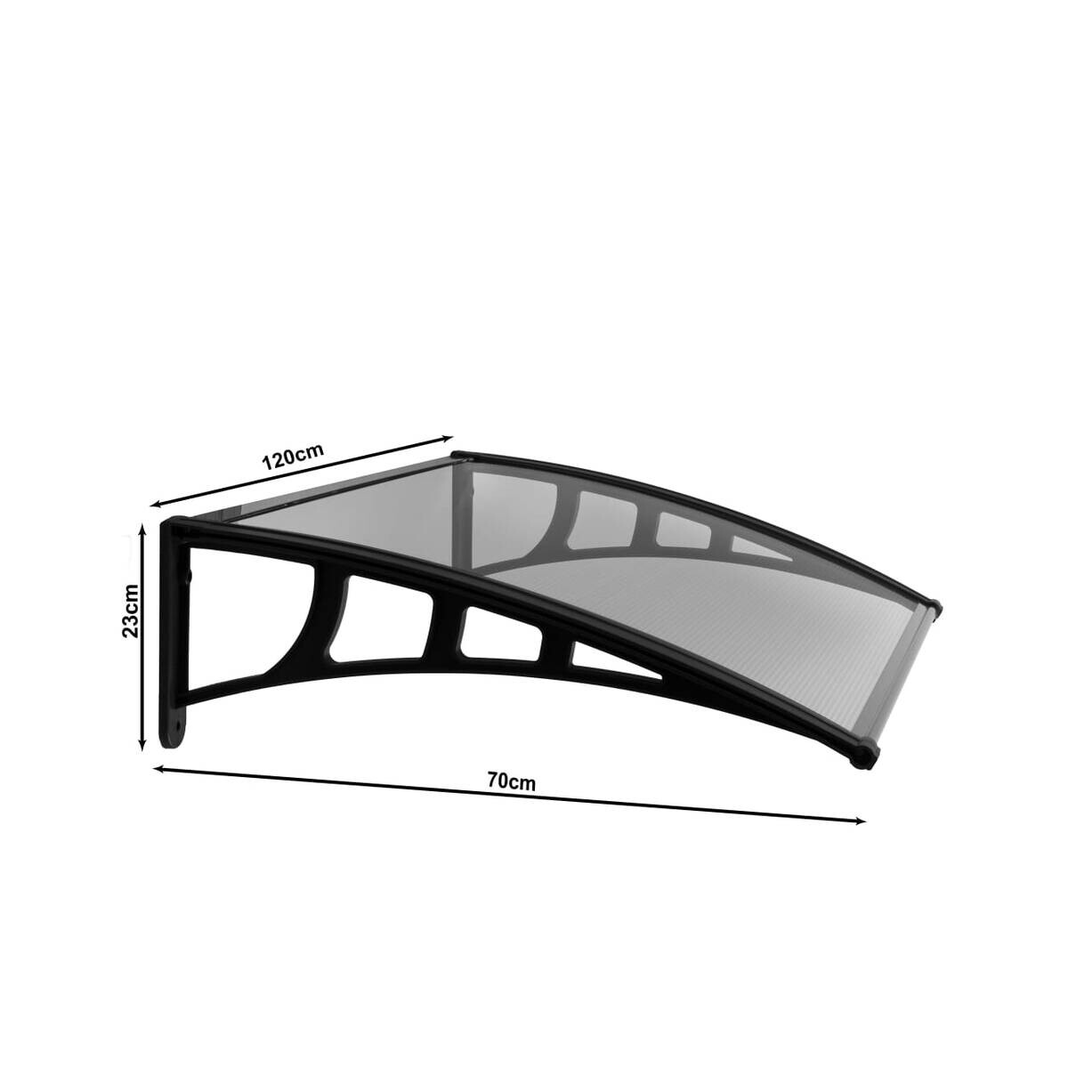 Brosplast Vordach schwarz B/H/L: ca. 120x23x70 cm