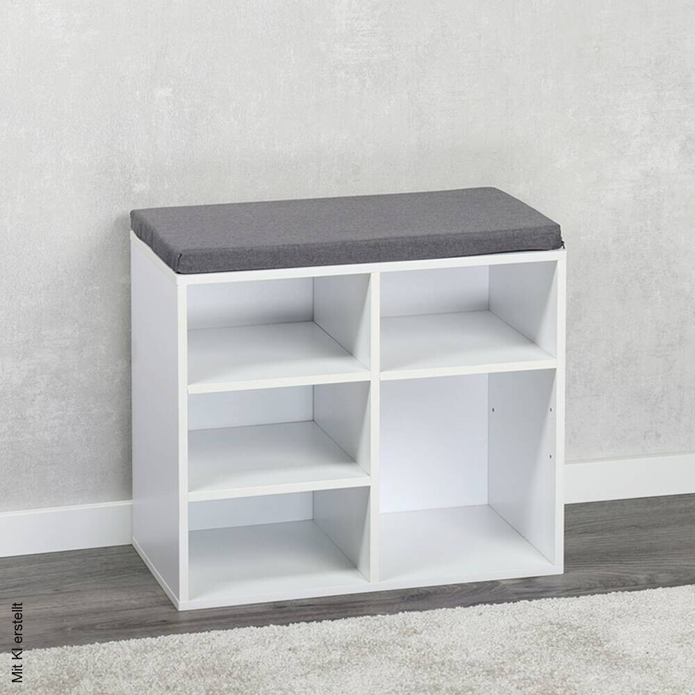 Kesper Schuhschrank mit Sitzkissen weiß Spanplatte B/H/L: ca. 29,5x48x515 cm