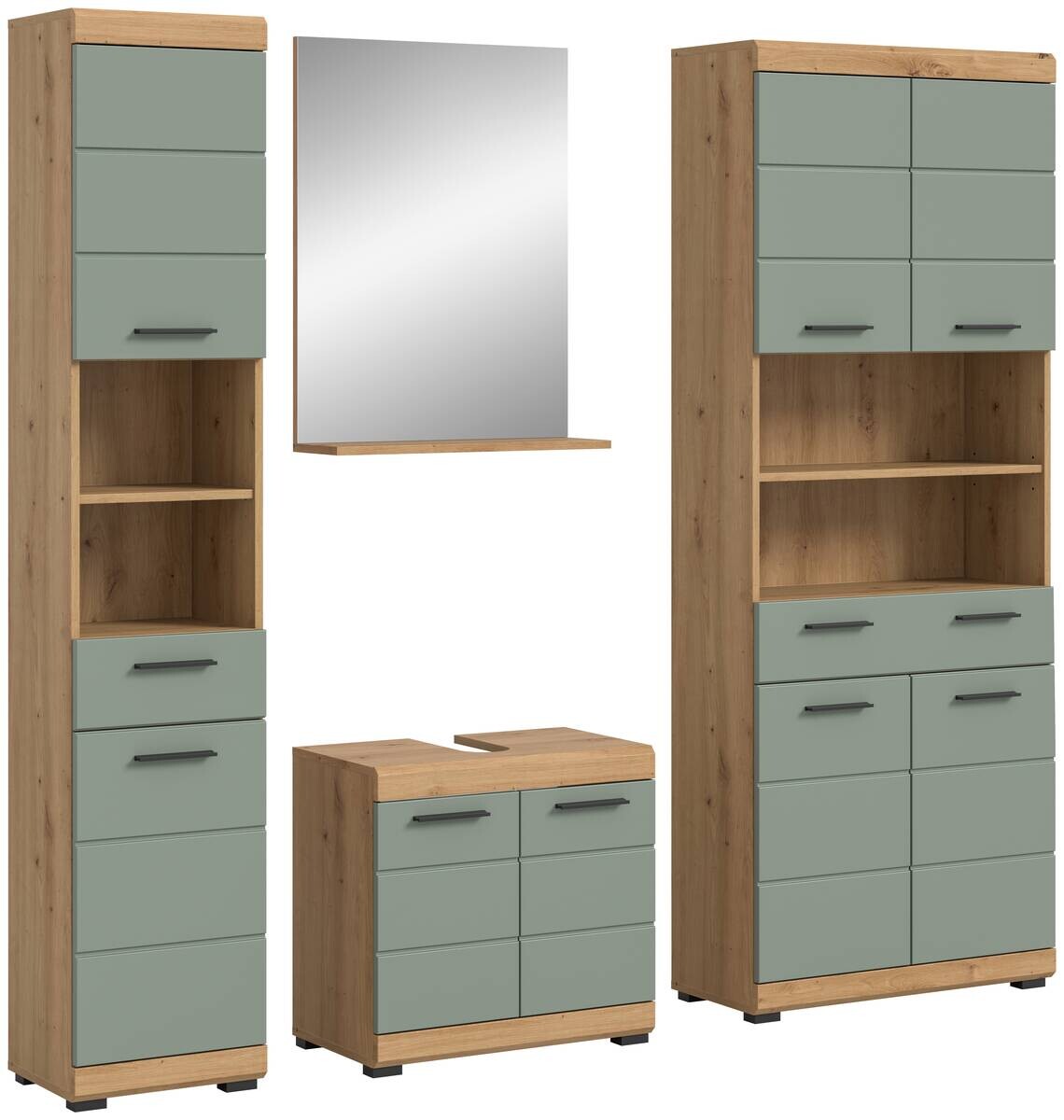 Badezimmer-Set Scout Eiche Artisan Nachbildung salbei Nachbildung B/H/T: ca. 186x191x34 cm