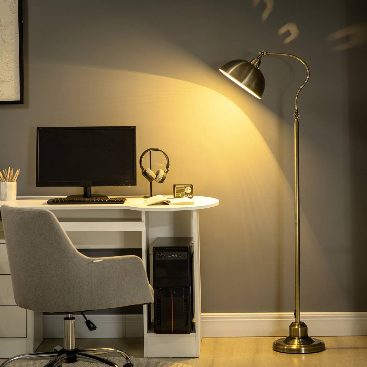 HOMCOM Stehlampe bronze Metall B/H/T: ca. 25,5x152x42 cm