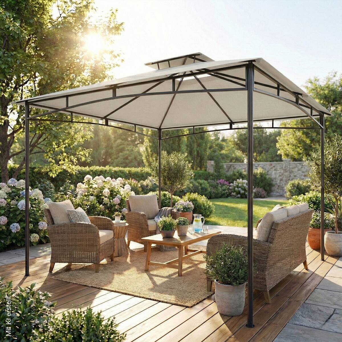 Outsunny Pavillon creme Polyester B/H/L: ca. 300x285x300 cm