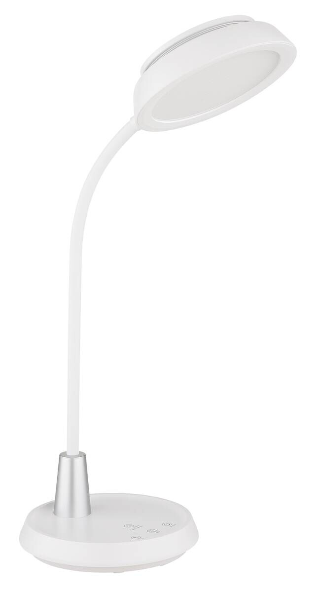 GLOBO Tischleuchte silber weiß Opal Kunststoff Silikon PVC B/H/L: ca. 17,2x44,8x30,6 cm 1 Brennstellen