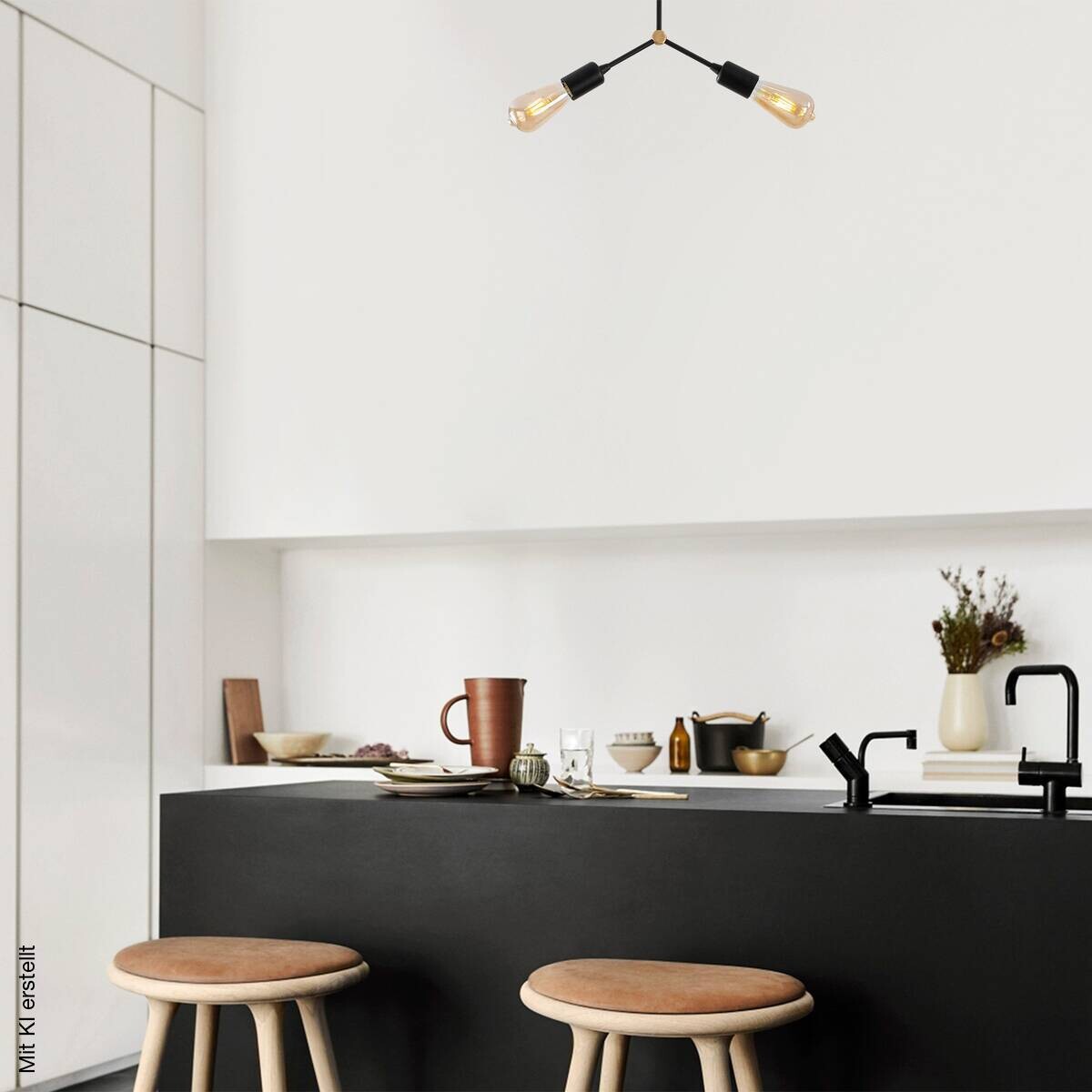 Opviq Deckenleuchte Sparrow-1252 schwarz B/H/T/L: ca. 34x26x10x34 cm E27 2 Brennstellen