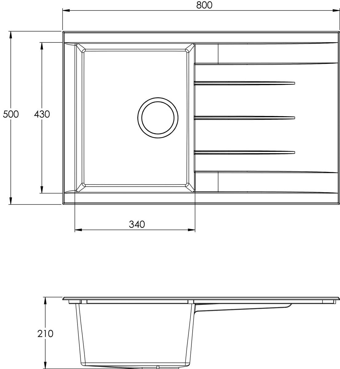 Respekta Einbauspüle Houston 80 x 50 W weiß Mineralite B/H/T: ca. 80x21x50 cm