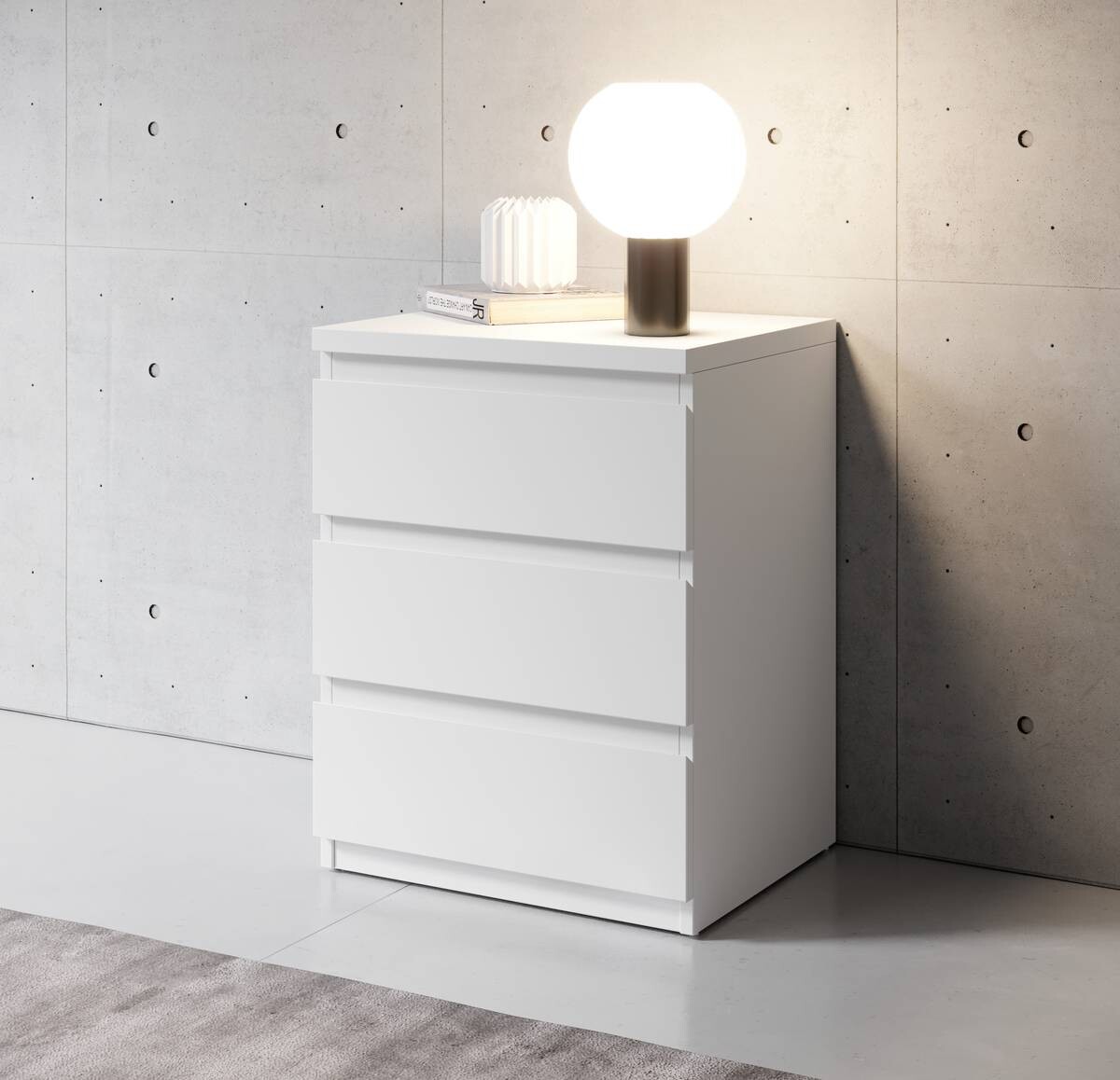 Nachtkonsole Olli weiß B/H/T: ca. 45x61x38 cm