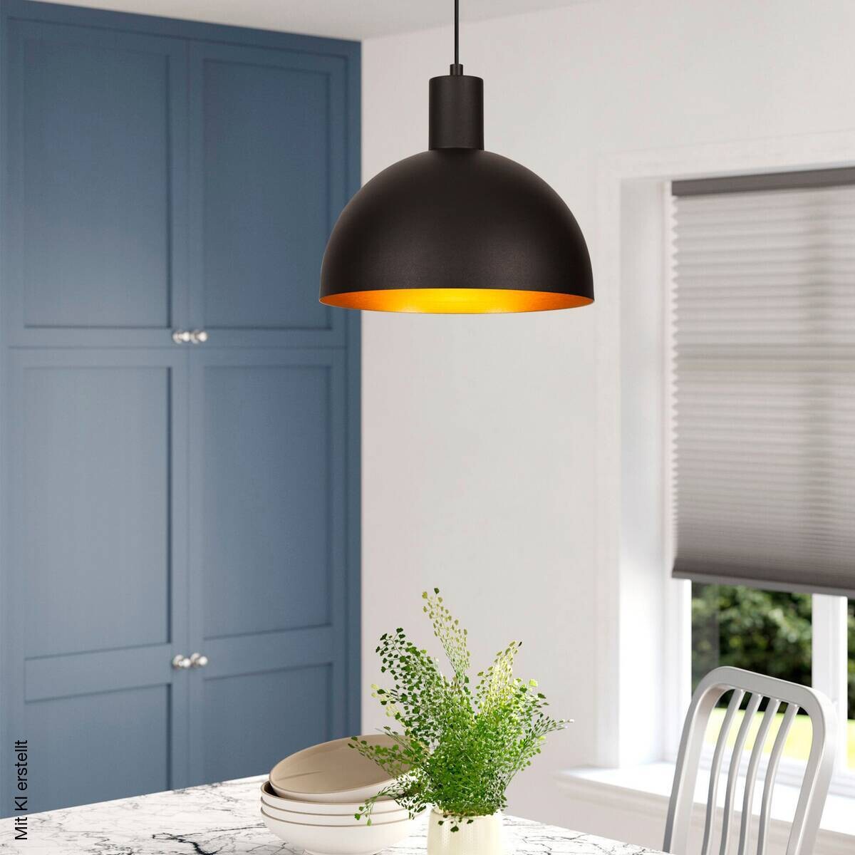 Opviq Pendelleuchte Sivani gold schwarz B/H/T/L/D: ca. 30x117x30x30x30 cm E27 1 Brennstellen
