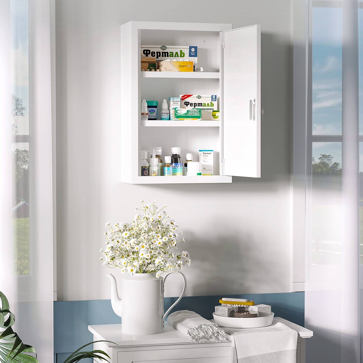 Medizinschrank weiß Polypropylen B/H/L: ca. 14x30x46 cm