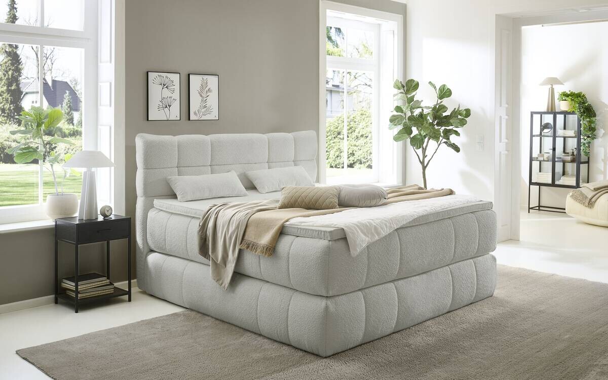 Boxspringbett Cannes steingrau Liegefläche B/L: ca. 180x200 cm