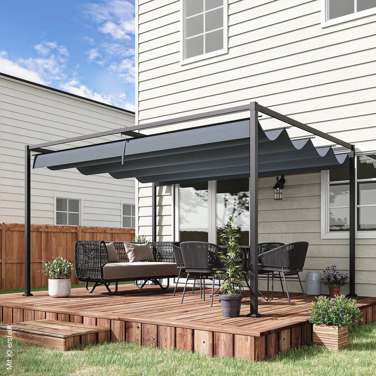 Outsunny Pergola dunkelgrau Stahl B/H/L: ca. 300x222x400 cm
