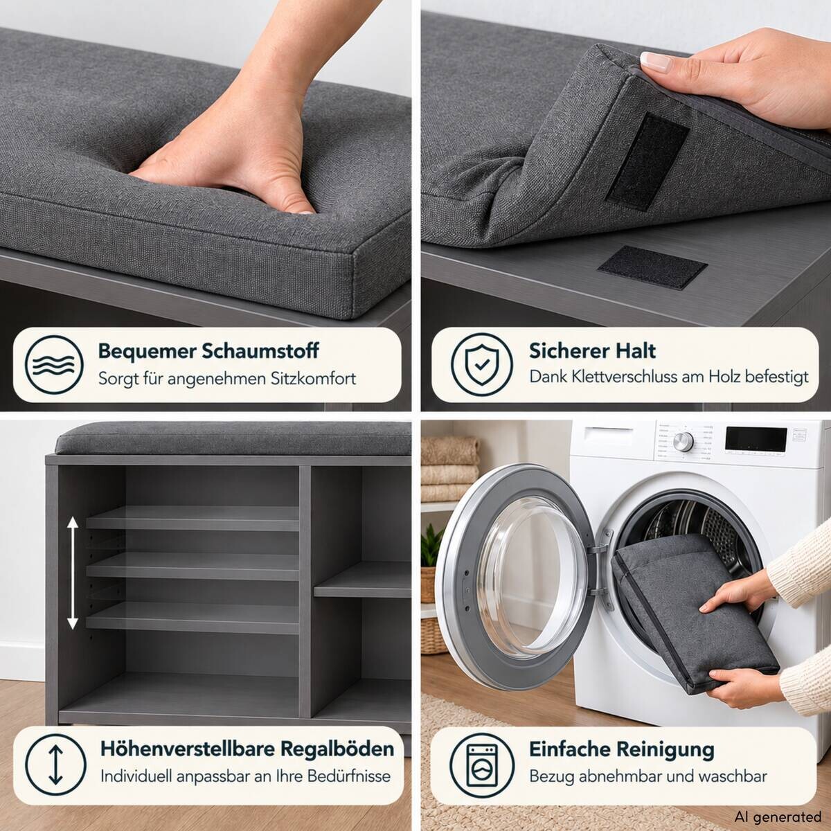 Kesper Schuhregal grau Spanplatte B/H/T: ca. 103,5x48x29,5 cm