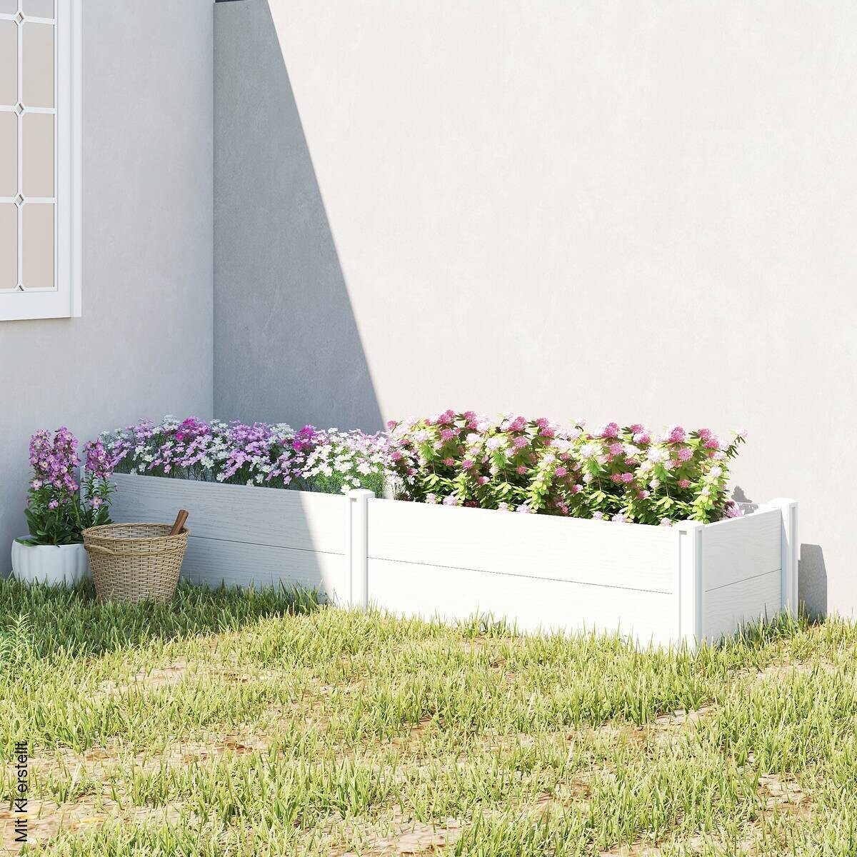 Outsunny Hochbeet weiß Kunststoff B/H/T/L: ca. 54x33x54x197 cm