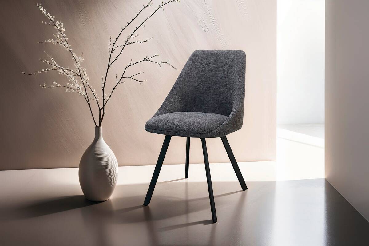 Stuhl JASPER 2er-Set. anthrazit Webstoff B/H/T: ca. 55x83x59 cm