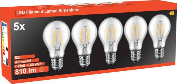 Blulaxa LED-Leuchtmittel Filamentlampe 49252 5er Pack E27