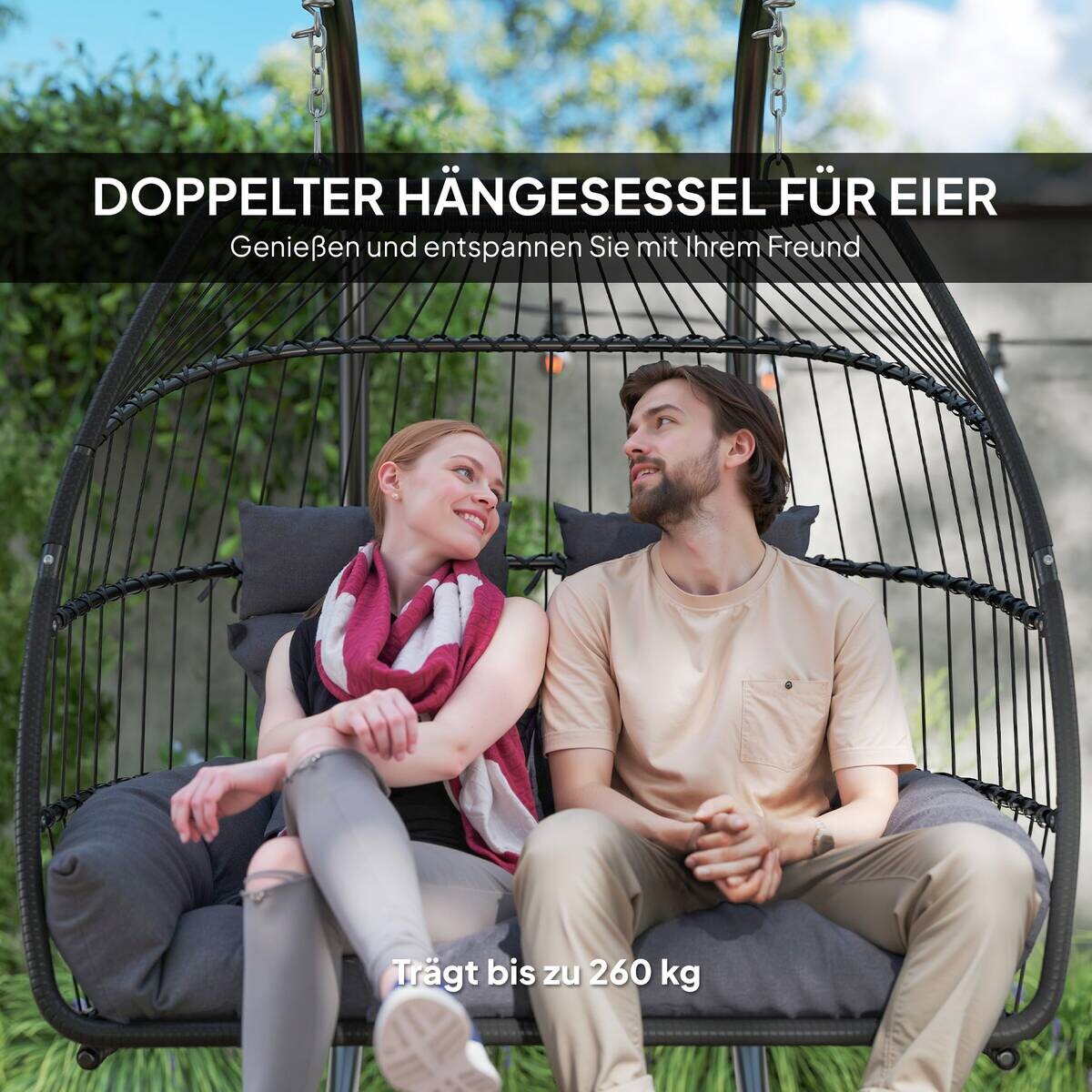 Outsunny Rattan Hängesessel dunkelgrau Polyethylen B/H/L: ca. 100x185x170 cm