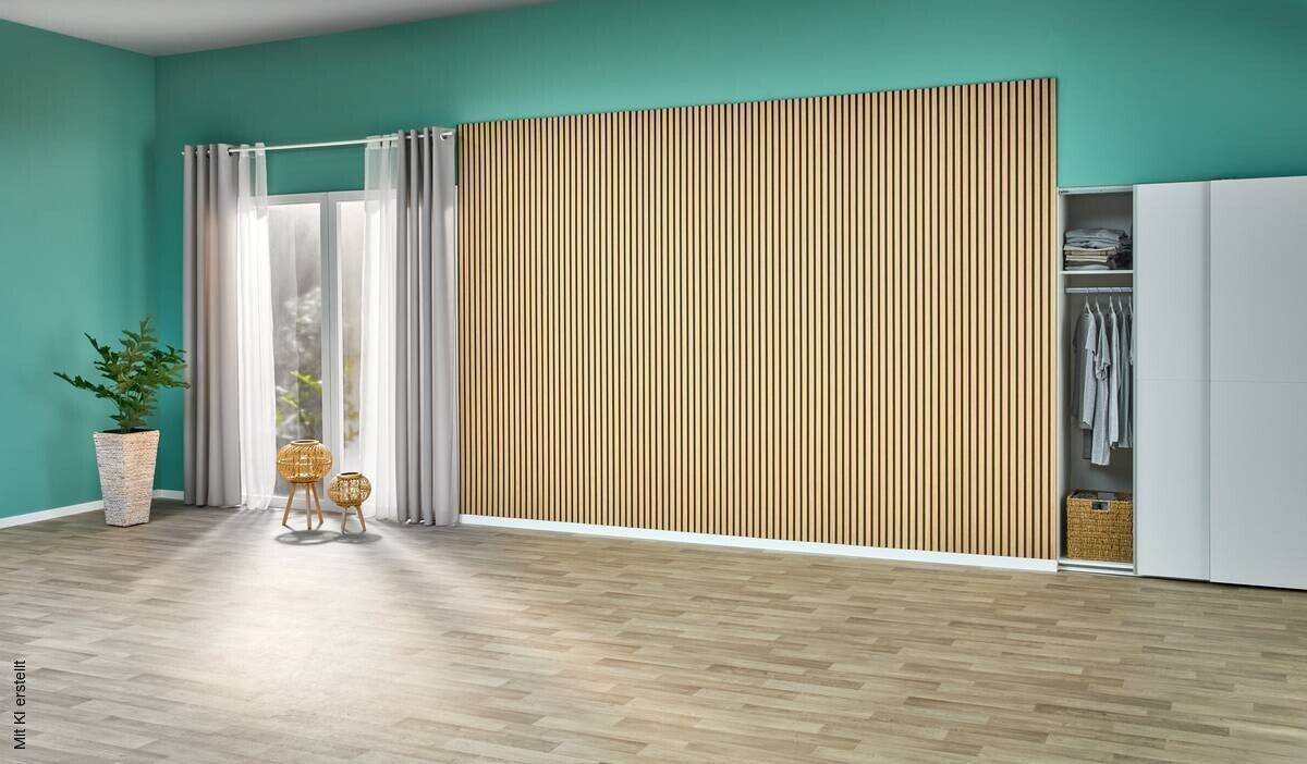 Wand- und Akustikpaneel Eiche L/B/H: ca. 244x60x1 cm pro Stück