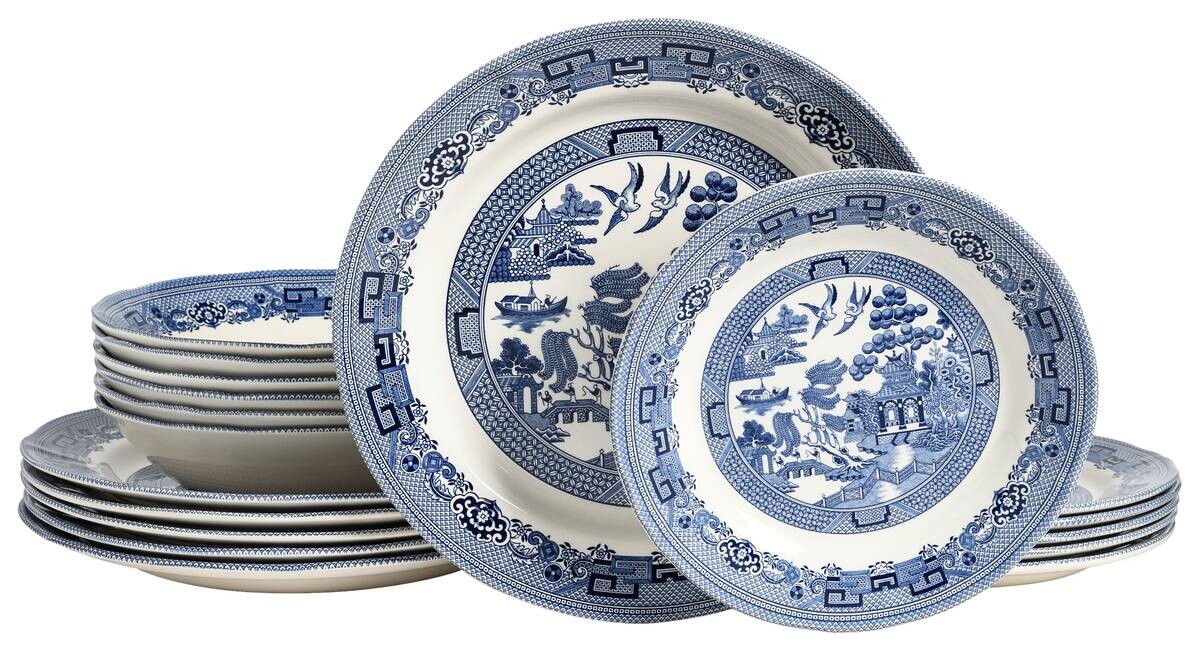 CreaTable Tafelservice China Town blau Steingut 18 tlg.