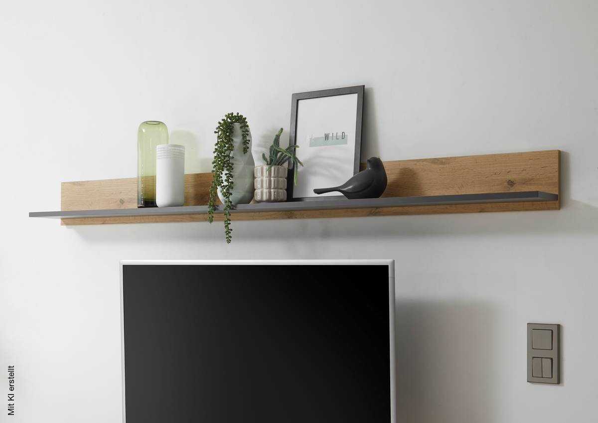 Wandboard City Eiche Wotan Nachbildung anthrazit B/H/T: ca. 170x15x20 cm