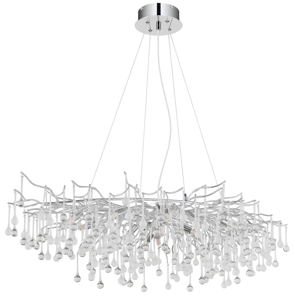 GLOBO Kronleuchter Chrom Aluminium Metall B/H/L: ca. 52x150x120 cm G9 14 Brennstellen