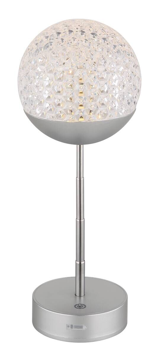 GLOBO Tischleuchte silber Kunststoff Acryl H/D: ca. 31,5x12 cm
