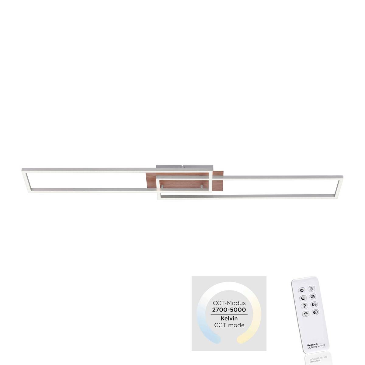 Just Light LED-Deckenleuchte IVEN 14019-78 stahlfarbig Metall B/H/T: ca. 25x7x110 cm 2 Brennstellen