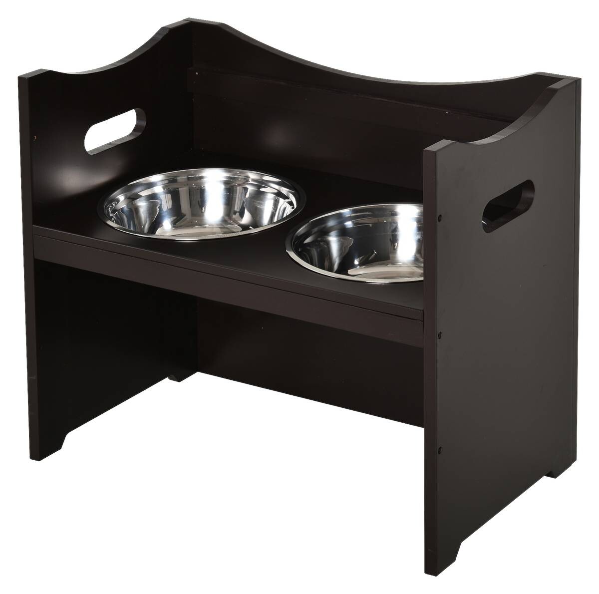 PawHut Futterstation dunkelbraun MDF B/H/T: ca. 54x47x32 cm