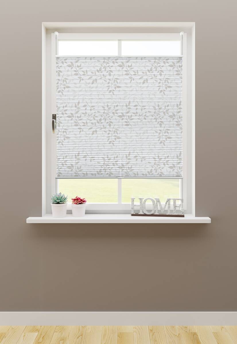 Spannplissee Blätter taupe B/L: ca. 40x130 cm