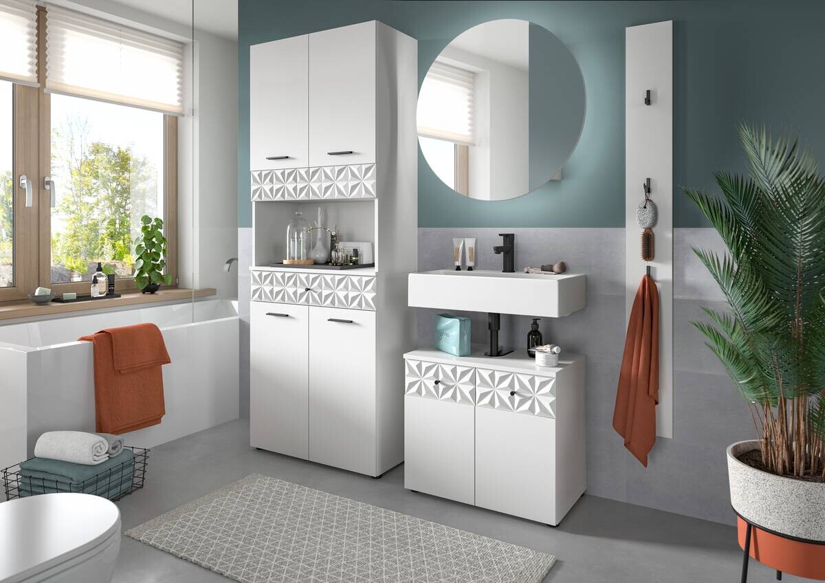 Badezimmer-Set Prisma weiß B/H/T: ca. 91x187x37 cm