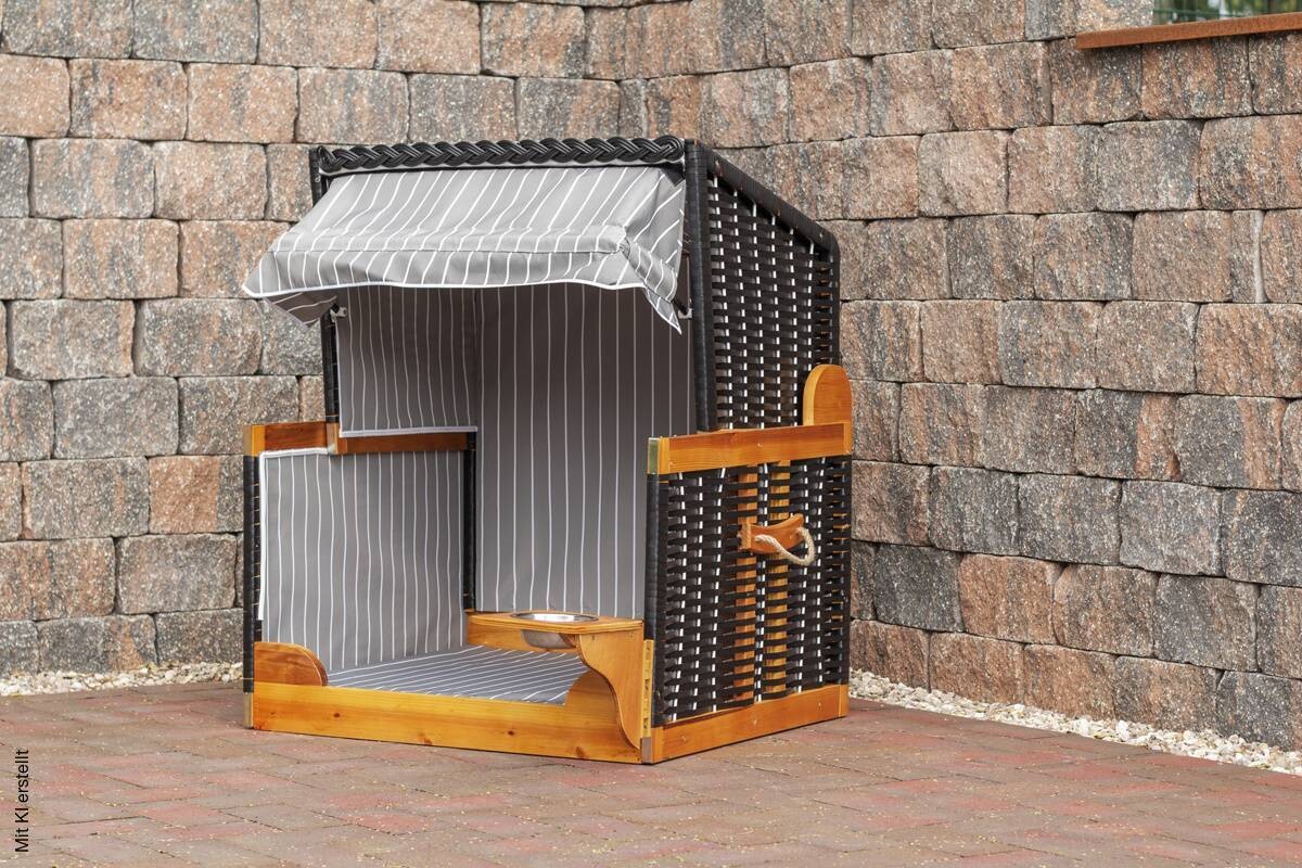 Hundestrandkorb braun Holz B/H/T: ca. 75x95x65 cm